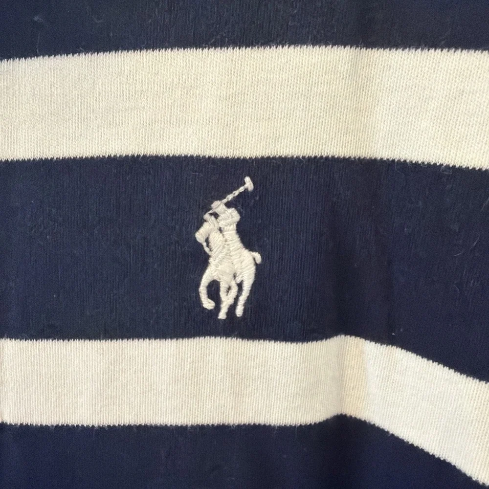 Polo Ralph Lauren Shirt Men's XL Navy/White Stripes Short Sleeves Polo 00028